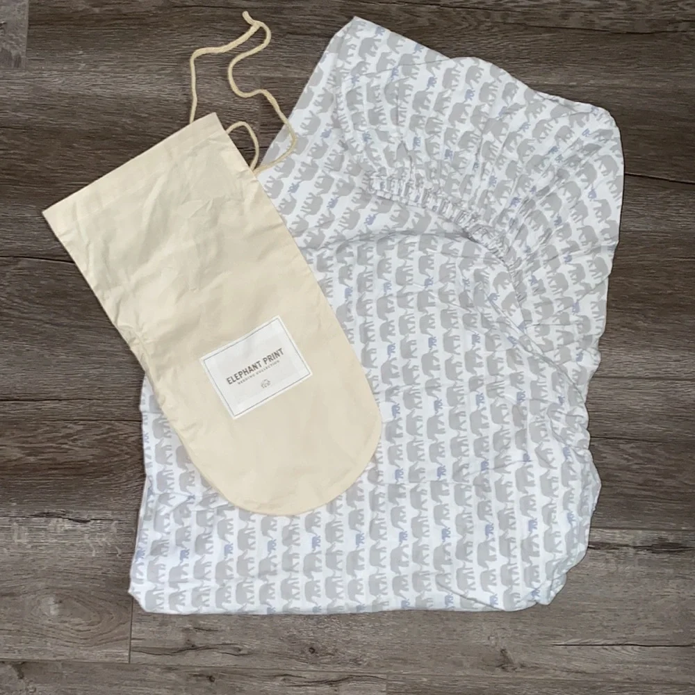 RH Elephant Print Crib Fitted Sheet - French Blue